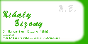 mihaly bizony business card